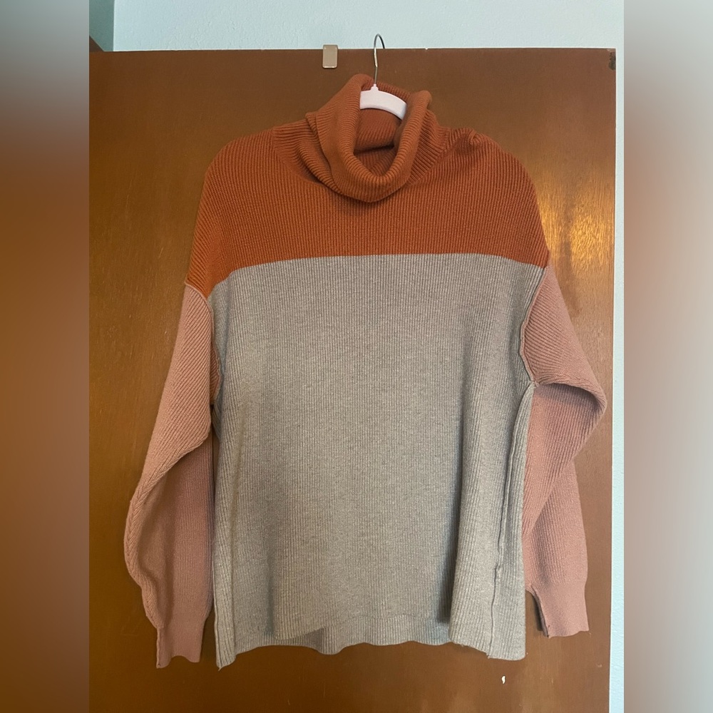 Free People Two-Tone Turtleneck Sweater